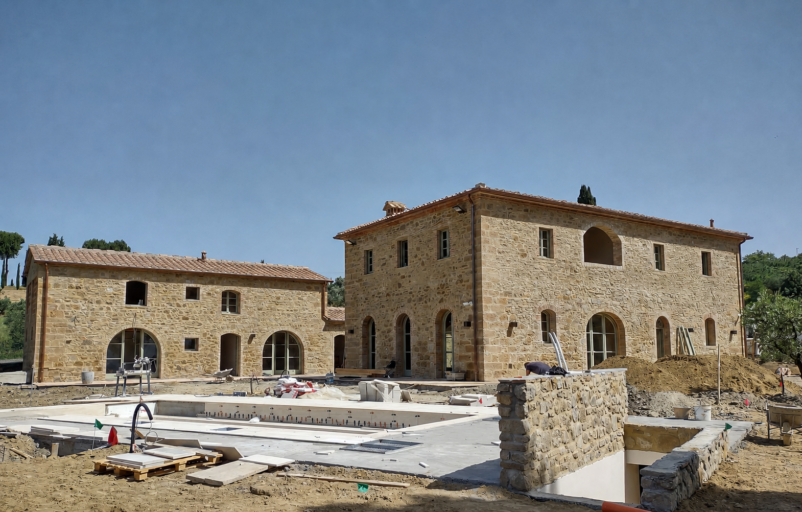 Edificio in pietra restaurato durante i lavori